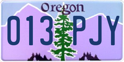 OR license plate 013PJY