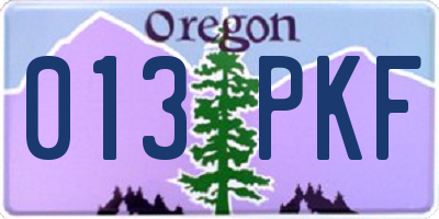 OR license plate 013PKF