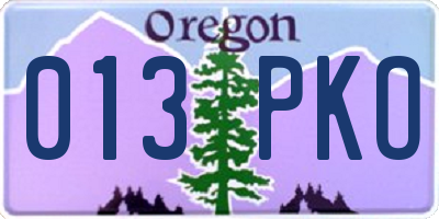OR license plate 013PKO