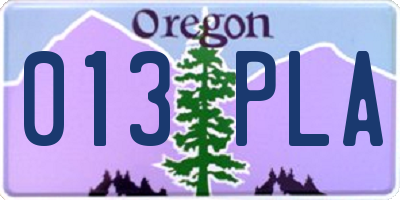 OR license plate 013PLA