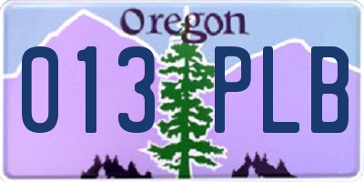 OR license plate 013PLB