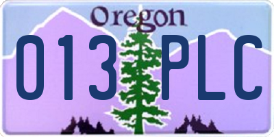 OR license plate 013PLC