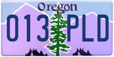 OR license plate 013PLD