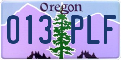 OR license plate 013PLF