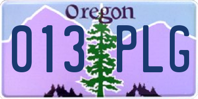 OR license plate 013PLG