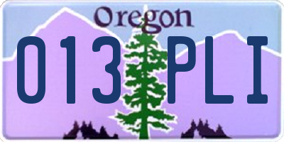 OR license plate 013PLI