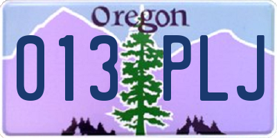 OR license plate 013PLJ
