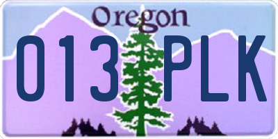 OR license plate 013PLK