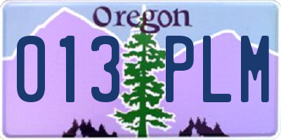 OR license plate 013PLM