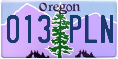 OR license plate 013PLN