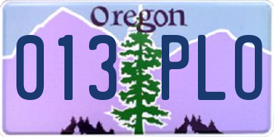 OR license plate 013PLO