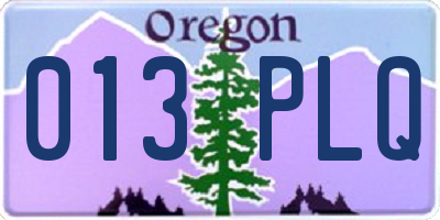 OR license plate 013PLQ