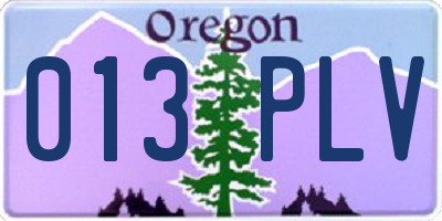 OR license plate 013PLV