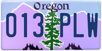 OR license plate 013PLW