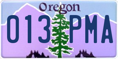 OR license plate 013PMA