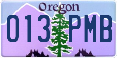 OR license plate 013PMB