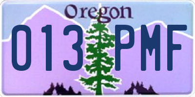 OR license plate 013PMF