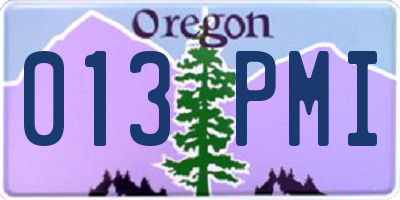 OR license plate 013PMI