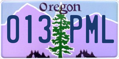 OR license plate 013PML