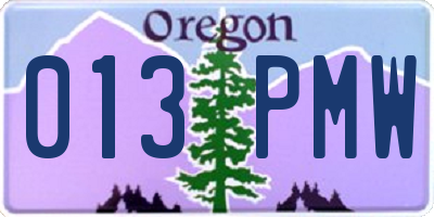 OR license plate 013PMW