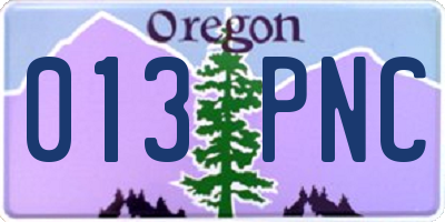 OR license plate 013PNC