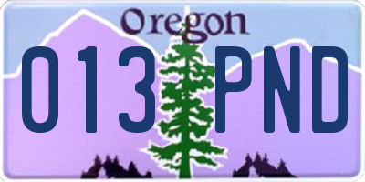 OR license plate 013PND