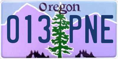 OR license plate 013PNE