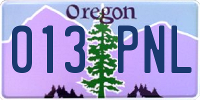 OR license plate 013PNL