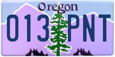 OR license plate 013PNT