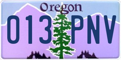 OR license plate 013PNV