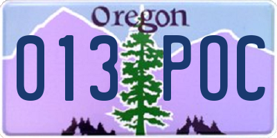 OR license plate 013POC