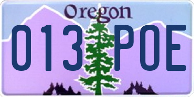 OR license plate 013POE