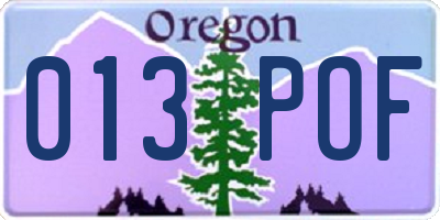 OR license plate 013POF
