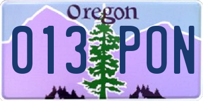 OR license plate 013PON