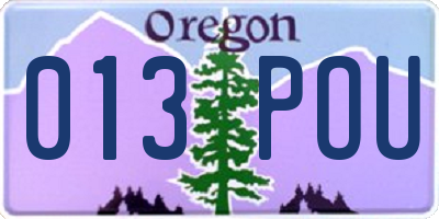 OR license plate 013POU