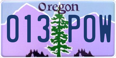 OR license plate 013POW