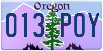 OR license plate 013POY