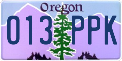 OR license plate 013PPK