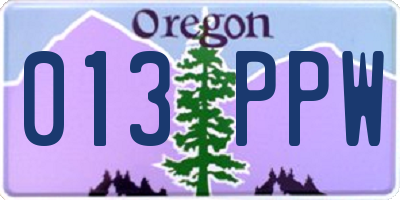 OR license plate 013PPW