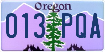 OR license plate 013PQA