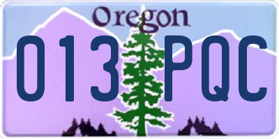OR license plate 013PQC