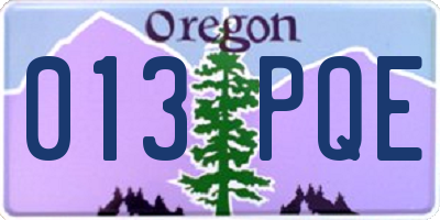 OR license plate 013PQE
