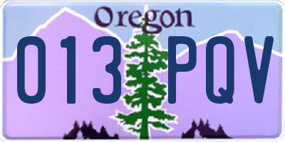 OR license plate 013PQV
