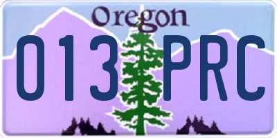 OR license plate 013PRC