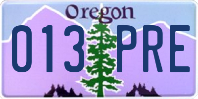 OR license plate 013PRE