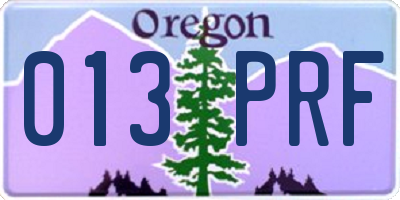 OR license plate 013PRF
