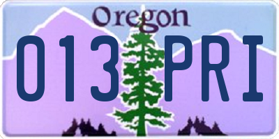 OR license plate 013PRI