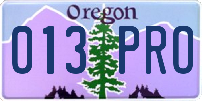 OR license plate 013PRO