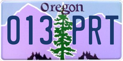 OR license plate 013PRT