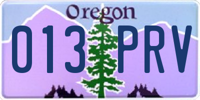 OR license plate 013PRV